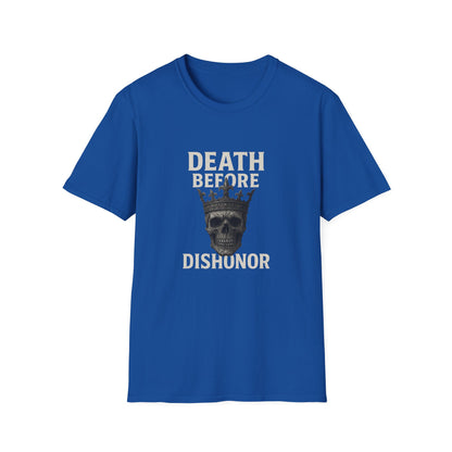 Unisex Skull Graphic T-Shirt - Death Before Dishonor, Casual Wear, Gift for Rebels, Halloween Costume, Unique Statement Tee