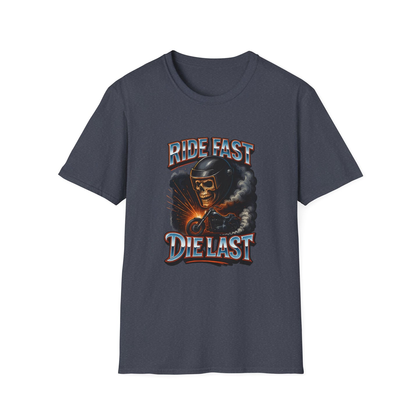 Ride Fast, Die Last Graphic Tee - Unisex Softstyle T-Shirt, Biker Gift, Motorcycle Apparel, Casual Wear, Ride Culture Shirt