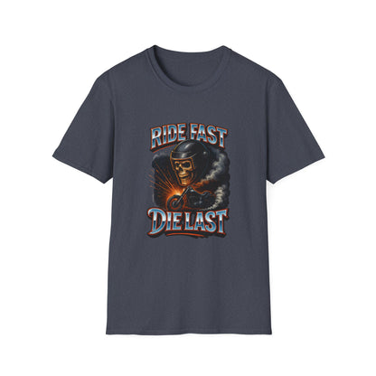 Ride Fast, Die Last Graphic Tee - Unisex Softstyle T-Shirt, Biker Gift, Motorcycle Apparel, Casual Wear, Ride Culture Shirt