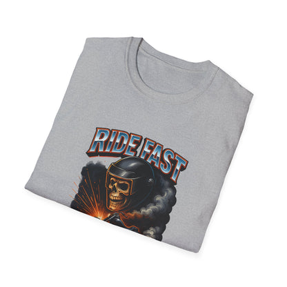 Ride Fast, Die Last Graphic Tee - Unisex Softstyle T-Shirt, Biker Gift, Motorcycle Apparel, Casual Wear, Ride Culture Shirt