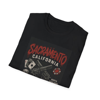 Sacramento Graphic Tee - Unisex Softstyle T-Shirt, California Apparel, Cool Casual Wear, Gift for Gamblers, Vintage Design