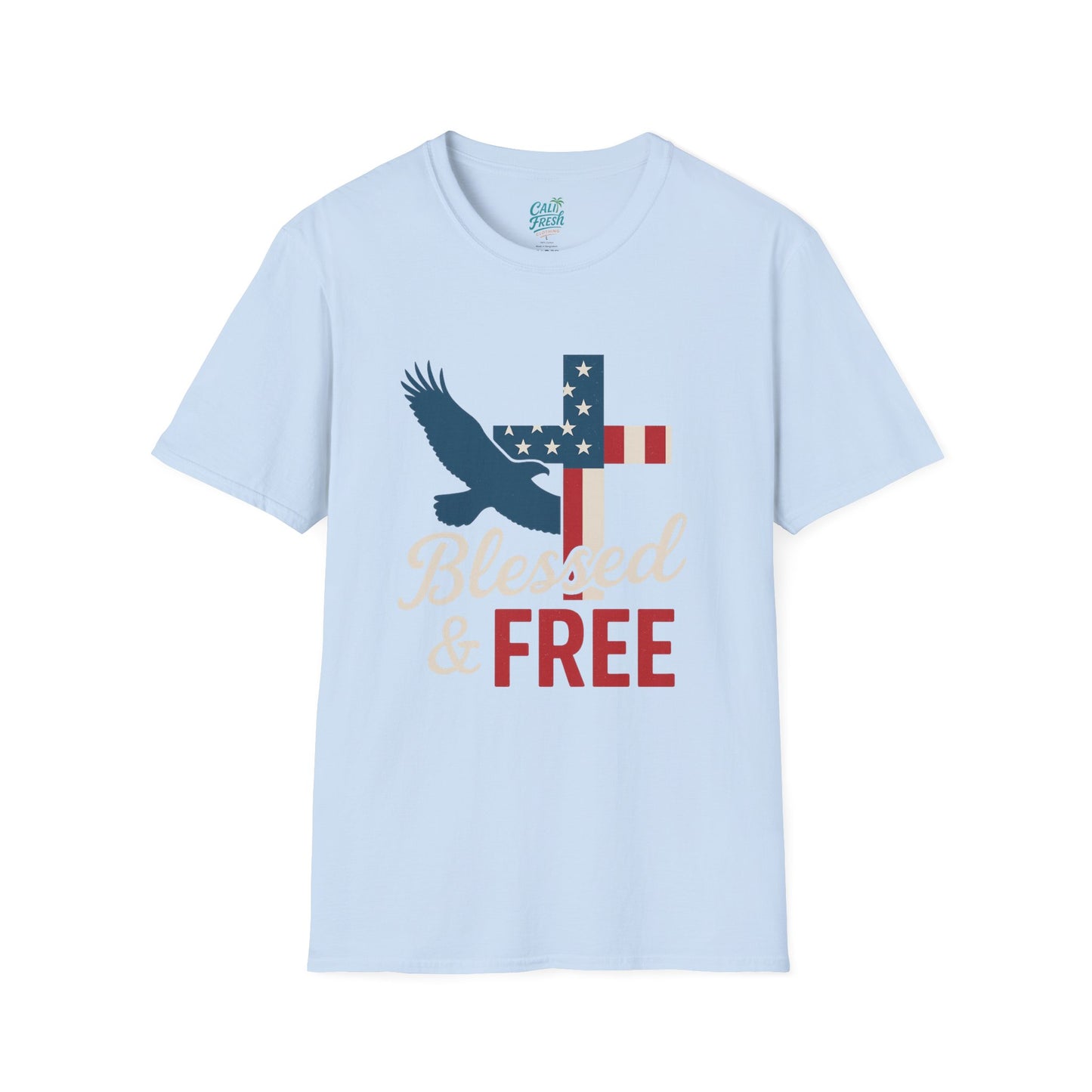Blessed & Free Unisex T-Shirt | Inspirational American Flag Tee, Faith-Based Gift, Patriotic Apparel, Comfort Fit, Everyday Wear