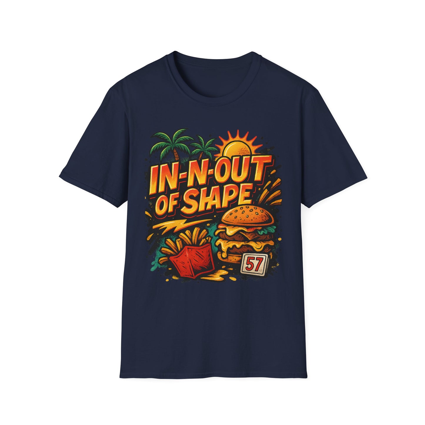 In-N-Out of Shape T-Shirt, Fun Graphic Tee, Perfect Gift for Food Lovers, Casual Wear, Summer Style