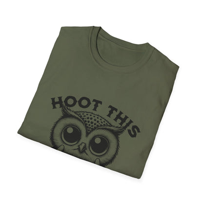 Hoot This Owl Graphic T-Shirt, Funny Tee for Animal Lovers, Gift for Birthdays, Casual Wear, Unisex Humor Shirt