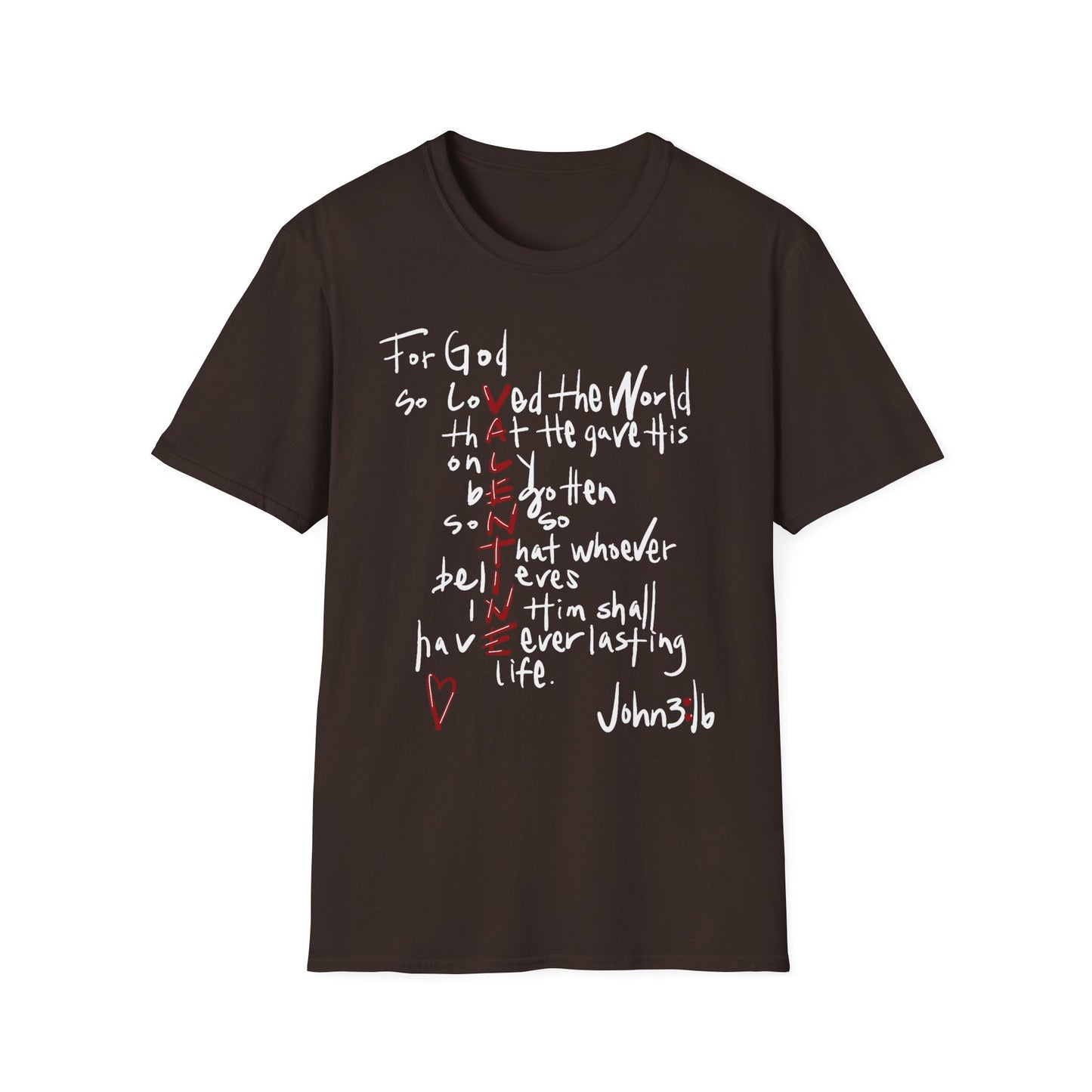 Faith-Inspired Unisex Softstyle T-Shirt - John 3:16 Love Graphic