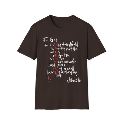 Faith-Inspired Unisex Softstyle T-Shirt - John 3:16 Love Graphic
