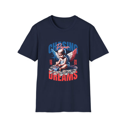 Chasing Dreams Unisex Softstyle T-Shirt, Motivational Tee, Gift for Dreamers, Casual Wear, Inspirational Apparel, Creative Spirit
