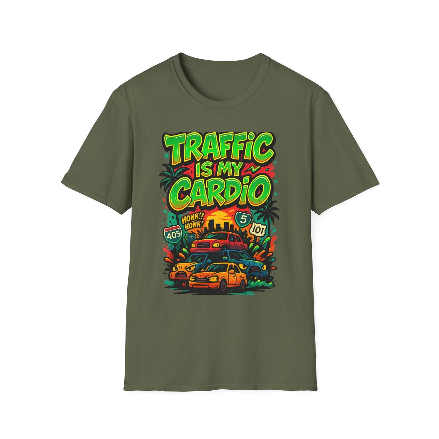 Traffic Is My Cardio T-Shirt, Fun Graphic Tee, Unisex Humor Shirt, Casual Wear, Gift for Drivers, Car Enthusiast Apparel