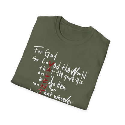 Faith-Inspired Unisex Softstyle T-Shirt - John 3:16 Love Graphic