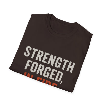 Strength Forged in Fire Unisex T-Shirt, Inspirational Tee, Motivational Shirt, Gift for Him/Her, Casual Wear, Fire Lover's Apparel