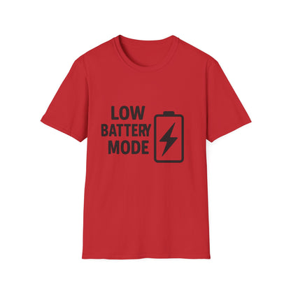 Low Battery Mode Unisex Softstyle T-Shirt, Gift for Tech Lovers, Casual Wear, Funny Tee, Great for Birthdays, Geek Culture