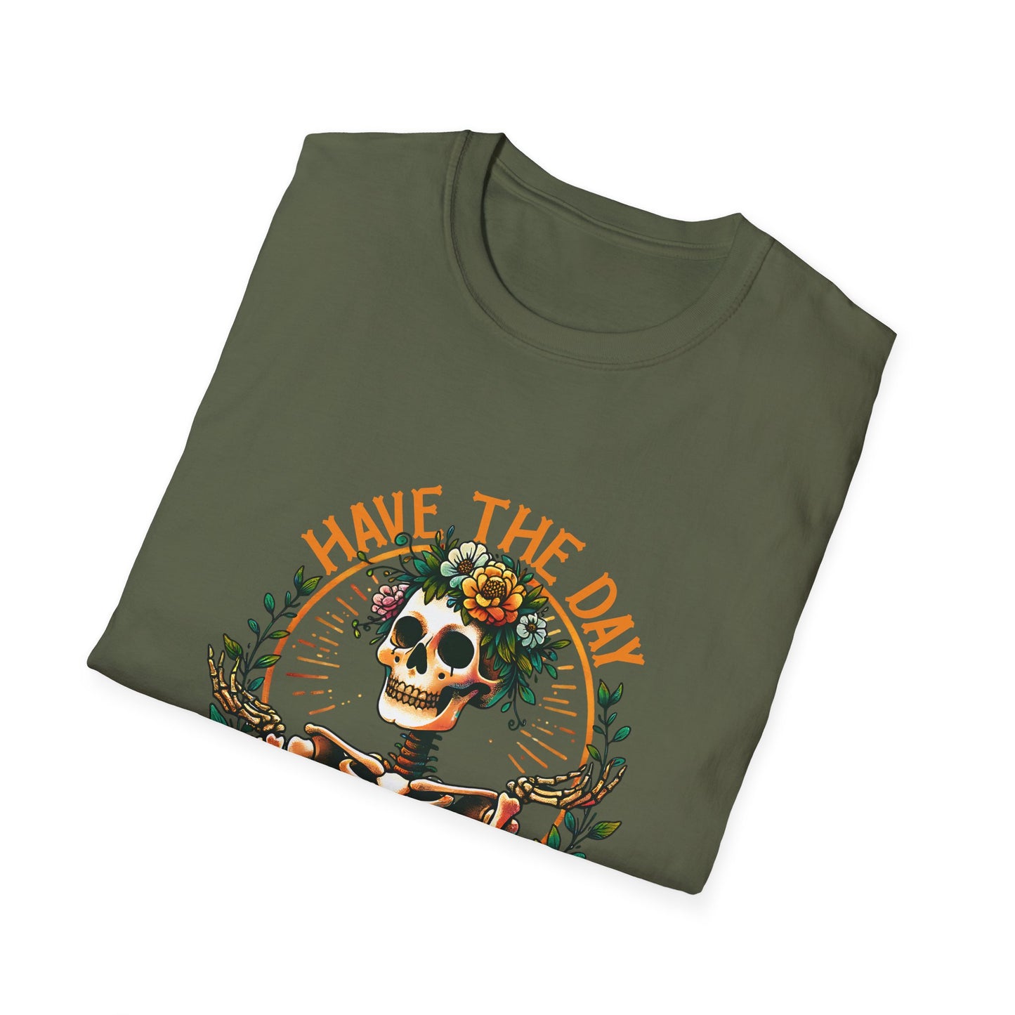 Day You Deserve Skeleton T-Shirt, Unisex Graphic Tee, Casual Halloween Top, Floral Skull Shirt, Perfect Gift for All Occasions