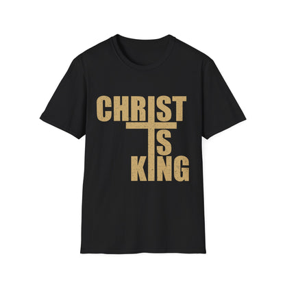 Christ is King Unisex Softstyle T-Shirt, Faith-Based Apparel, Religious Gift, Christian Tee, Versatile Casual Wear, Perfect for Holidays