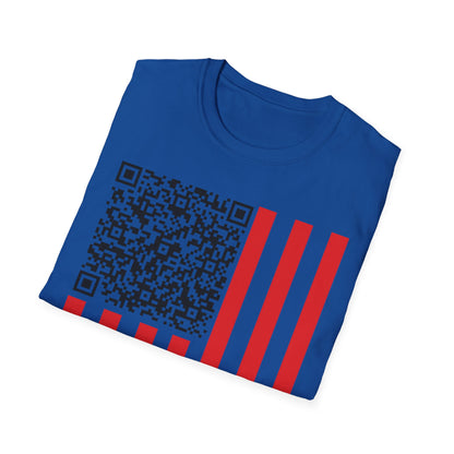Patriotic QR Code Tee - Unisex Softstyle T-Shirt, Summer Wear, 4th of July, Casual Style, Graphic Tee, Gift Idea