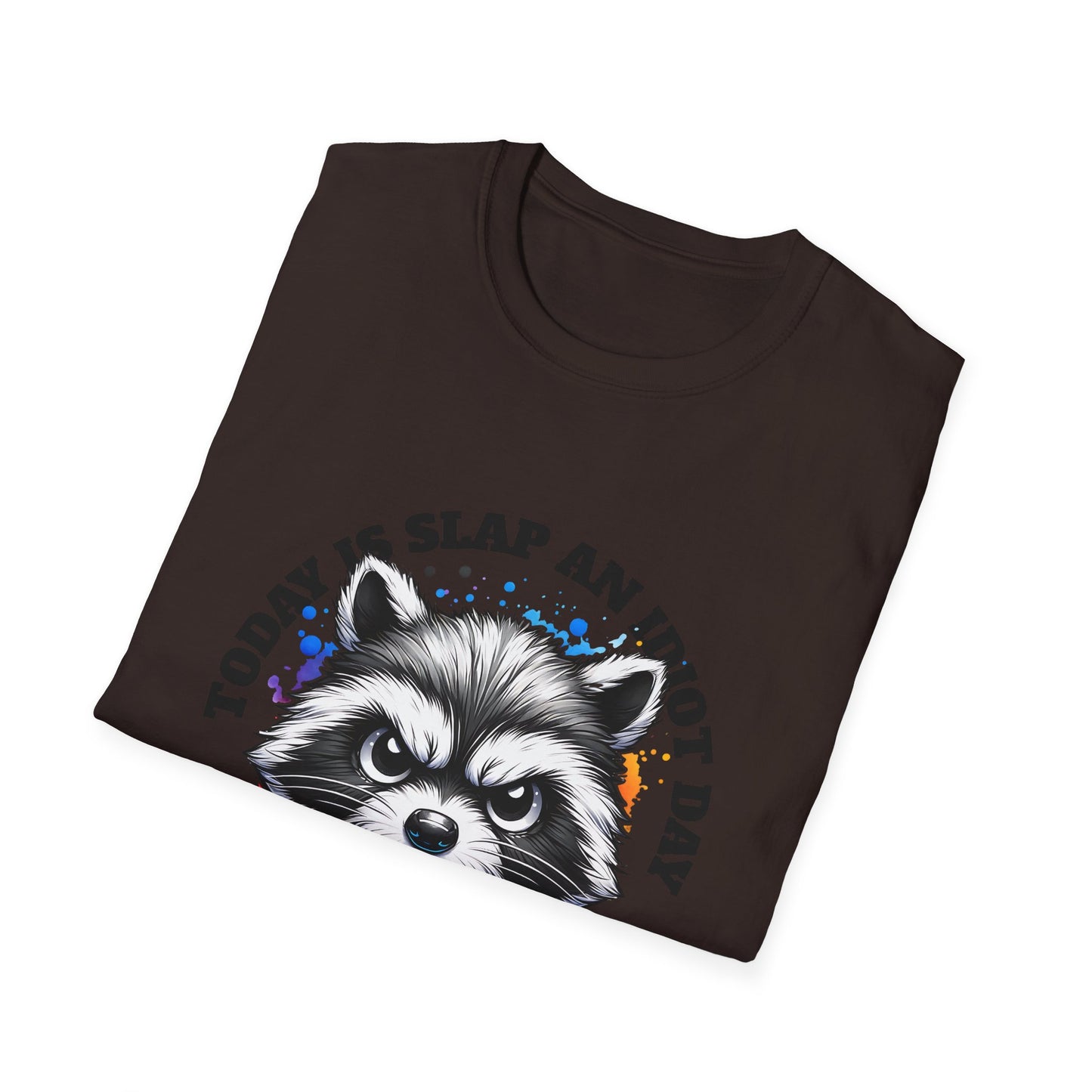 Funny Raccoon T-Shirt, Gift for Friends, Quirky Humor Shirt, Casual Wear, Slap an Idiot Day Tee, Birthday or Occasion Top