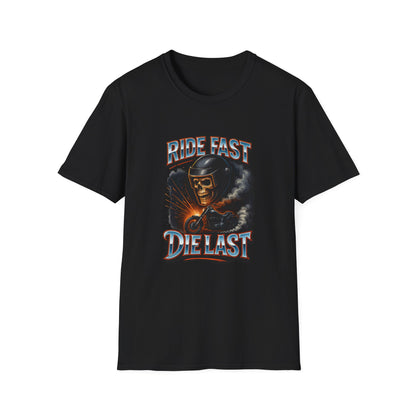 Ride Fast, Die Last Graphic Tee - Unisex Softstyle T-Shirt, Biker Gift, Motorcycle Apparel, Casual Wear, Ride Culture Shirt