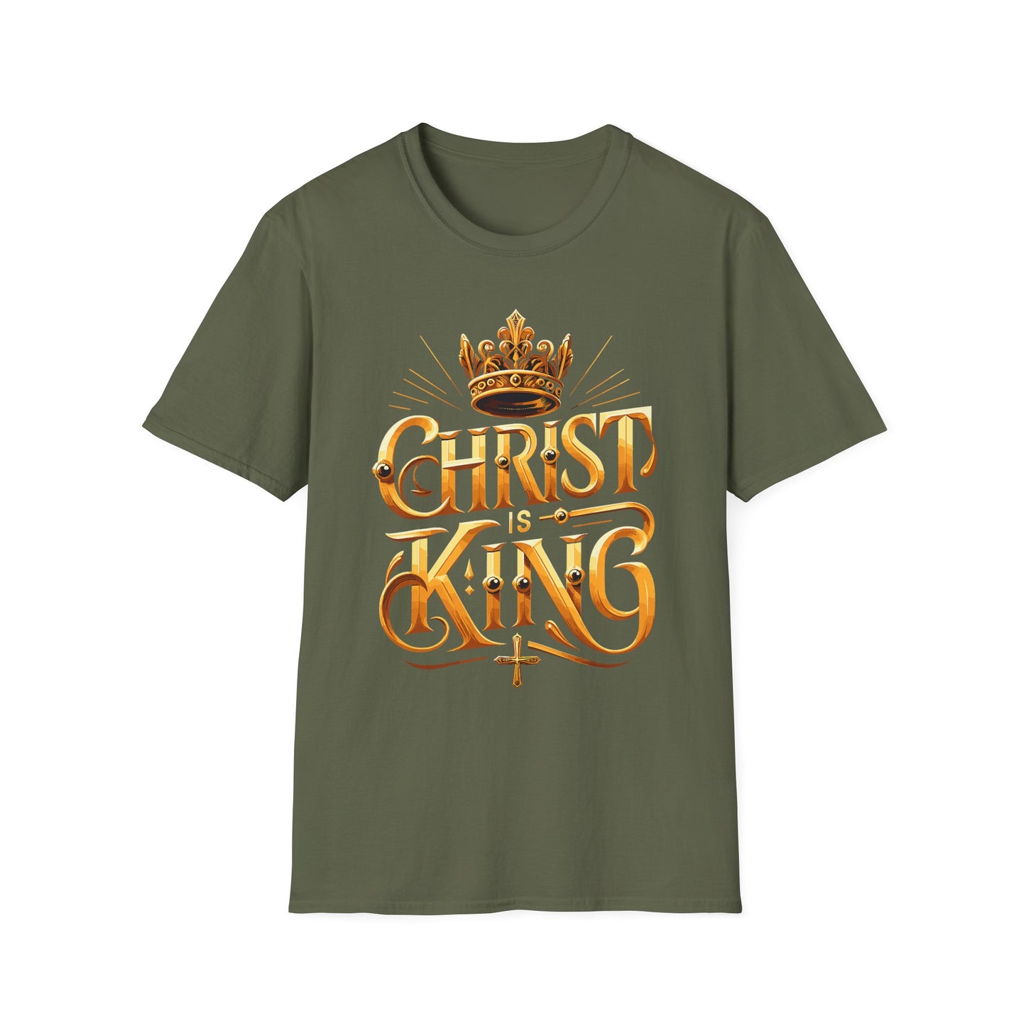 Christ is King Graphic T-Shirt, Faith-Based Tee, Unisex Softstyle Shirt, Christian Apparel, Inspirational Gift for Holidays