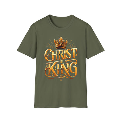 Christ is King Graphic T-Shirt, Faith-Based Tee, Unisex Softstyle Shirt, Christian Apparel, Inspirational Gift for Holidays