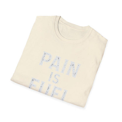 Motivational Skull T-Shirt, Unisex Softstyle Tee, Workout Apparel, Fitness Gift, Casual Wear, Pain is Fuel Design