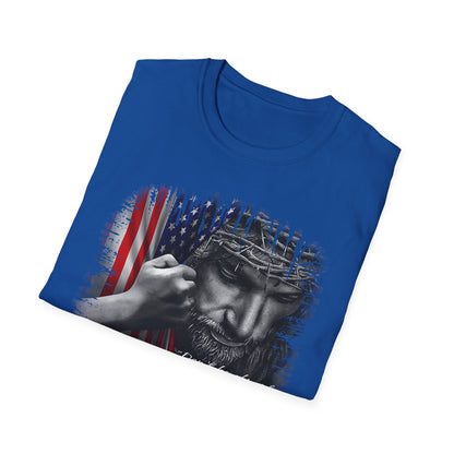 Patriotic Graphic T-Shirt - Unisex Softstyle Tee, Faith-Inspired Apparel, 4th of July, Memorial Day, Inspirational Gift