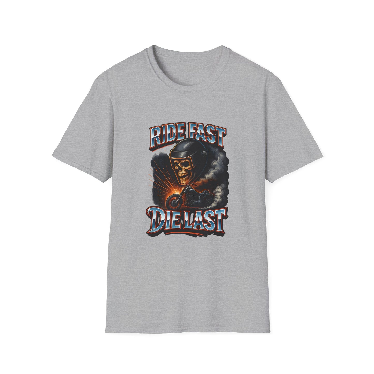 Ride Fast, Die Last Graphic Tee - Unisex Softstyle T-Shirt, Biker Gift, Motorcycle Apparel, Casual Wear, Ride Culture Shirt