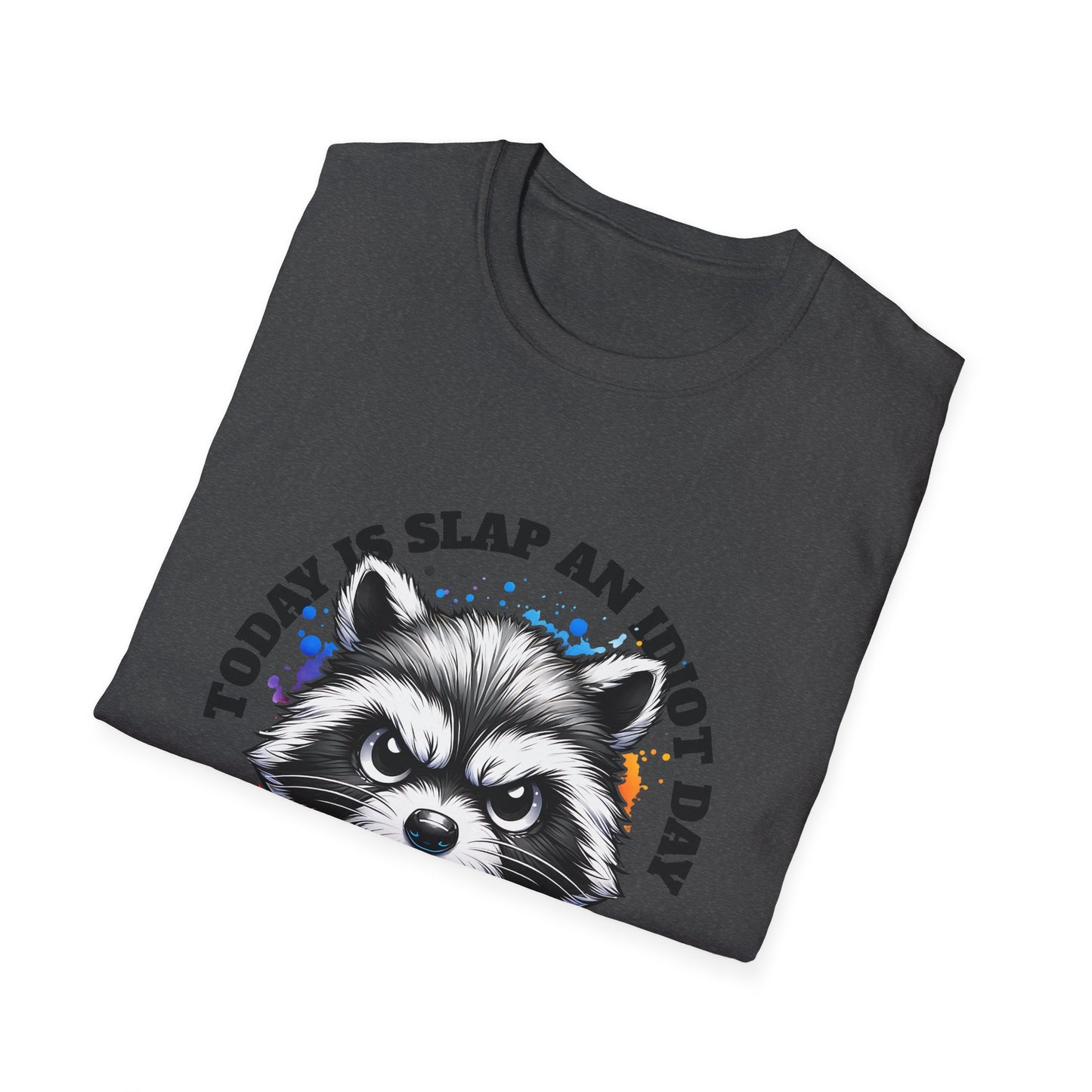 Funny Raccoon T-Shirt, Gift for Friends, Quirky Humor Shirt, Casual Wear, Slap an Idiot Day Tee, Birthday or Occasion Top