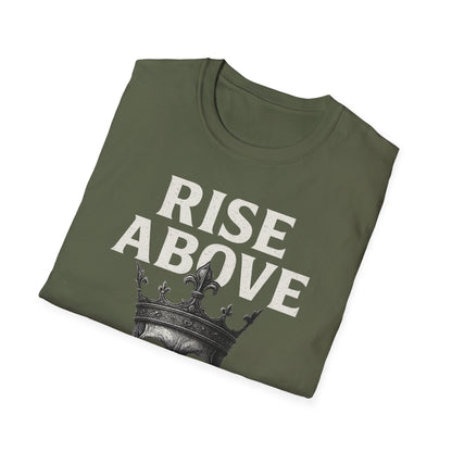 Unisex Skull Graphic Tee - Rise Above All, Unique Softstyle T-Shirt for Casual Wear, Gift for Friends, Trendy Streetwear