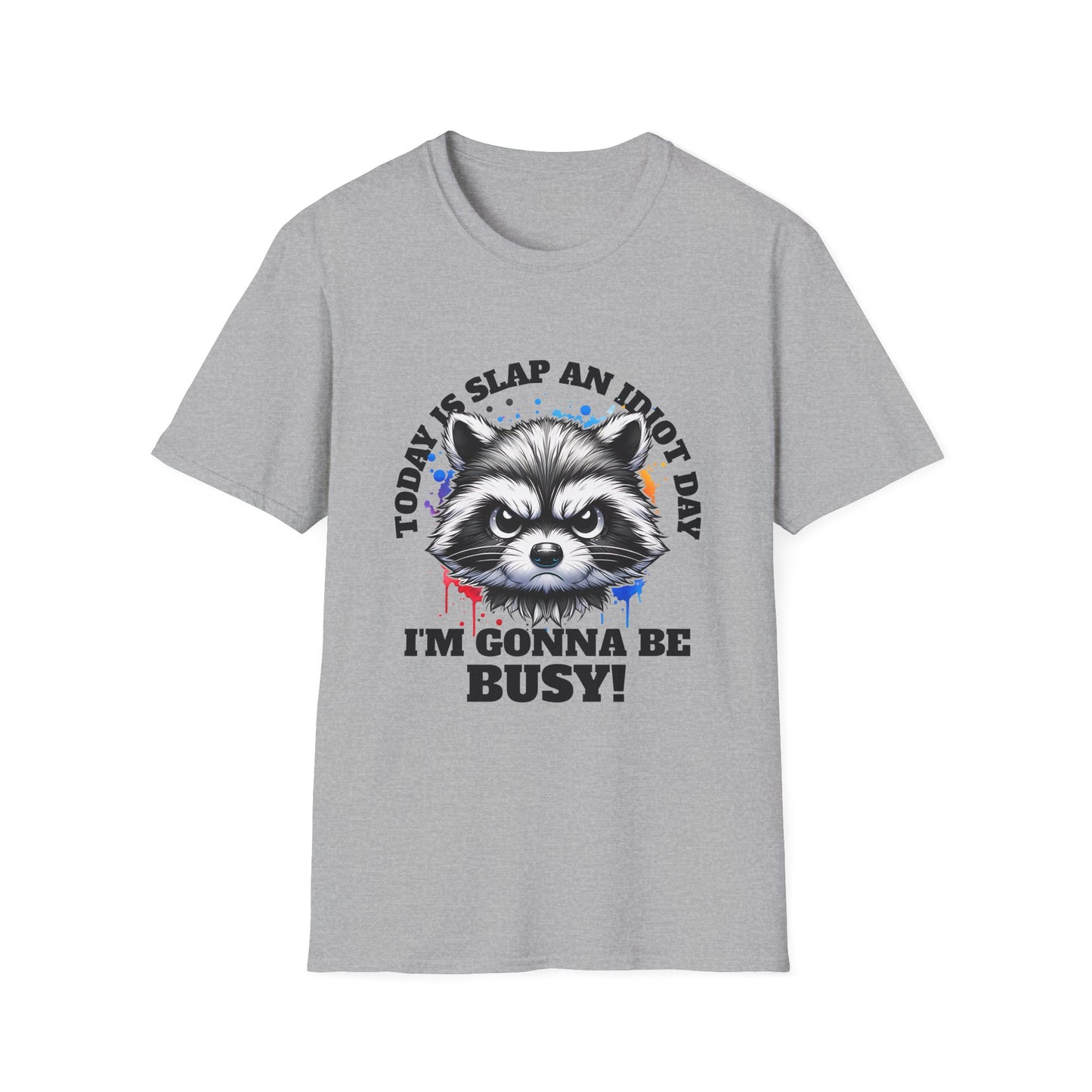 Funny Raccoon T-Shirt, Gift for Friends, Quirky Humor Shirt, Casual Wear, Slap an Idiot Day Tee, Birthday or Occasion Top
