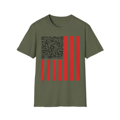 Patriotic QR Code Tee - Unisex Softstyle T-Shirt, Summer Wear, 4th of July, Casual Style, Graphic Tee, Gift Idea
