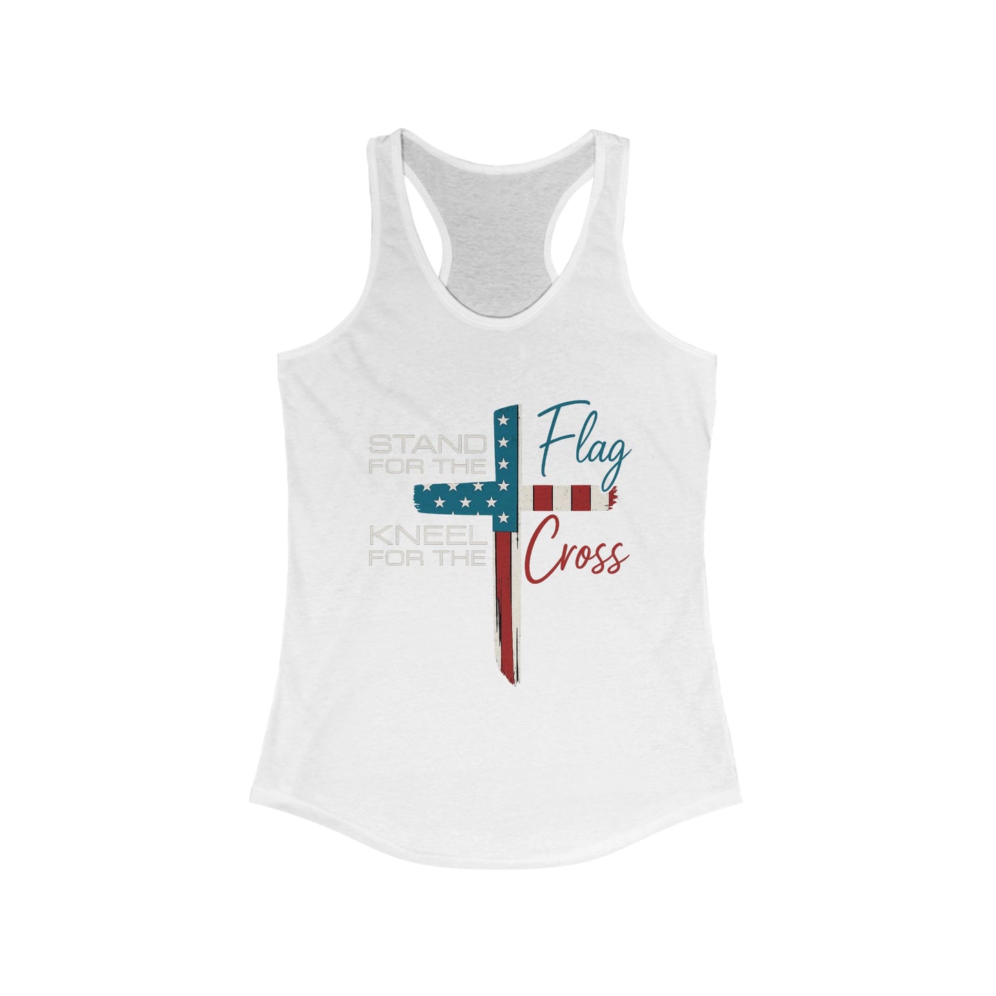 Patriotic Women's Racerback Tank | Stand for the Flag & Cross | Perfect for Independence Day, Memorial Day, or Everyday Wear