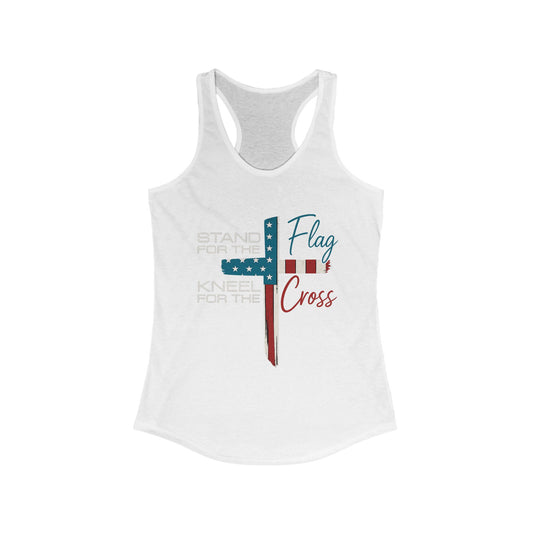 Patriotic Women's Racerback Tank | Stand for the Flag & Cross | Perfect for Independence Day, Memorial Day, or Everyday Wear