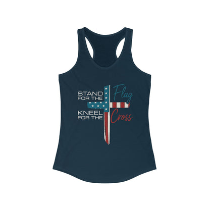 Patriotic Women's Racerback Tank | Stand for the Flag & Cross | Perfect for Independence Day, Memorial Day, or Everyday Wear