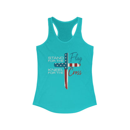 Patriotic Women's Racerback Tank | Stand for the Flag & Cross | Perfect for Independence Day, Memorial Day, or Everyday Wear