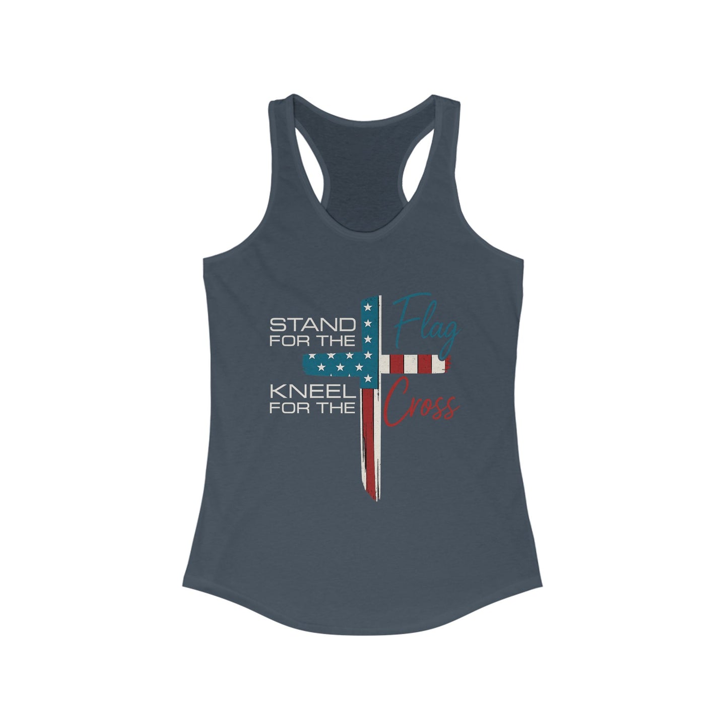 Patriotic Women's Racerback Tank | Stand for the Flag & Cross | Perfect for Independence Day, Memorial Day, or Everyday Wear