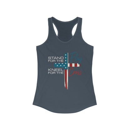 Patriotic Women's Racerback Tank | Stand for the Flag & Cross | Perfect for Independence Day, Memorial Day, or Everyday Wear