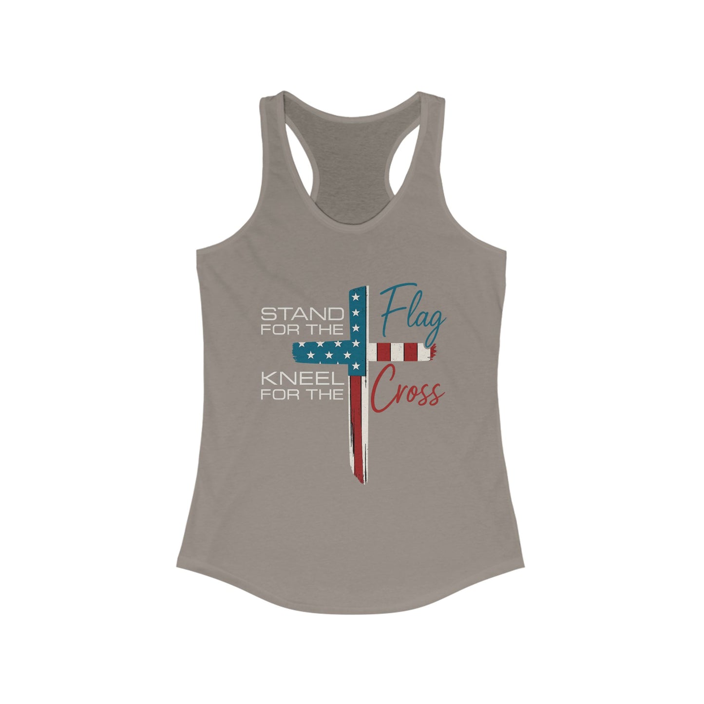 Patriotic Women's Racerback Tank | Stand for the Flag & Cross | Perfect for Independence Day, Memorial Day, or Everyday Wear