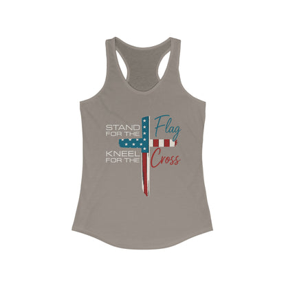 Patriotic Women's Racerback Tank | Stand for the Flag & Cross | Perfect for Independence Day, Memorial Day, or Everyday Wear