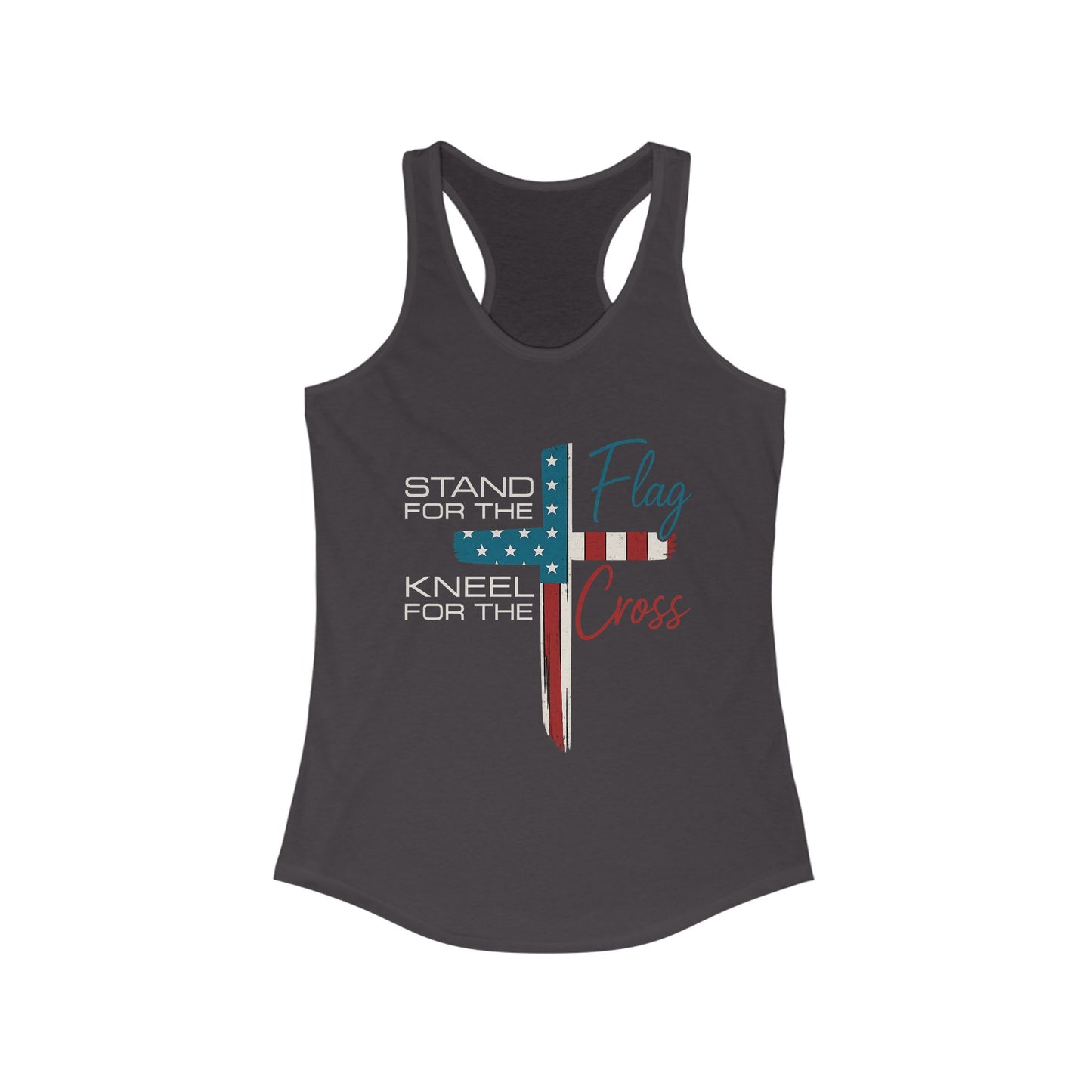 Patriotic Women's Racerback Tank | Stand for the Flag & Cross | Perfect for Independence Day, Memorial Day, or Everyday Wear
