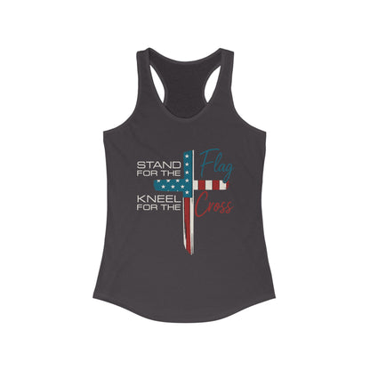 Patriotic Women's Racerback Tank | Stand for the Flag & Cross | Perfect for Independence Day, Memorial Day, or Everyday Wear