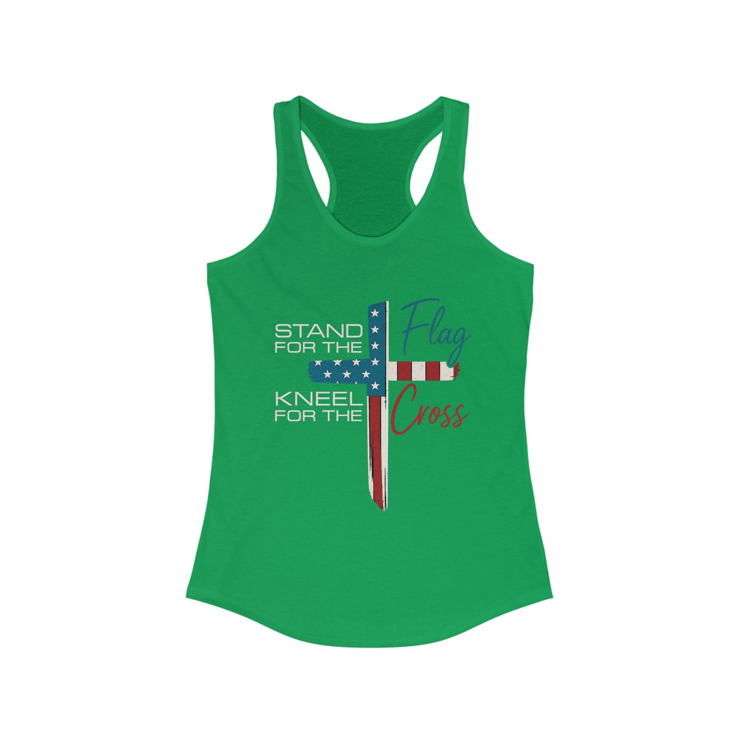 Patriotic Women's Racerback Tank | Stand for the Flag & Cross | Perfect for Independence Day, Memorial Day, or Everyday Wear