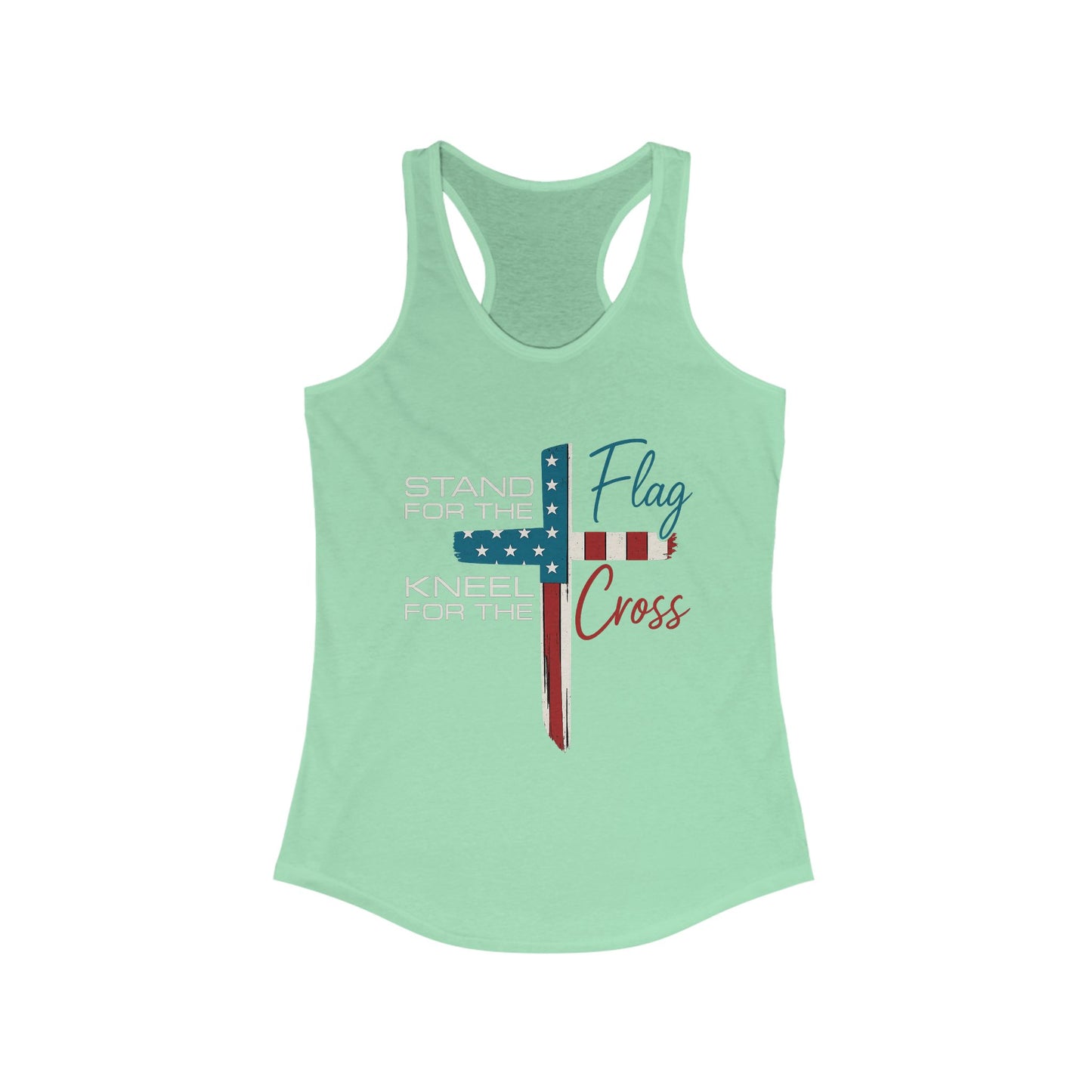 Patriotic Women's Racerback Tank | Stand for the Flag & Cross | Perfect for Independence Day, Memorial Day, or Everyday Wear
