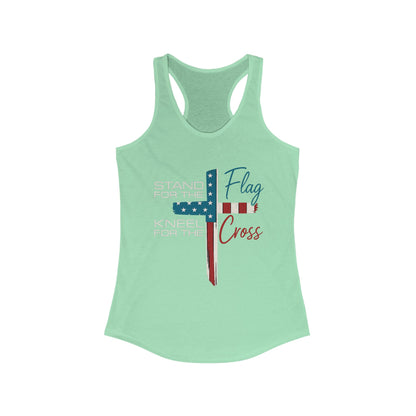 Patriotic Women's Racerback Tank | Stand for the Flag & Cross | Perfect for Independence Day, Memorial Day, or Everyday Wear