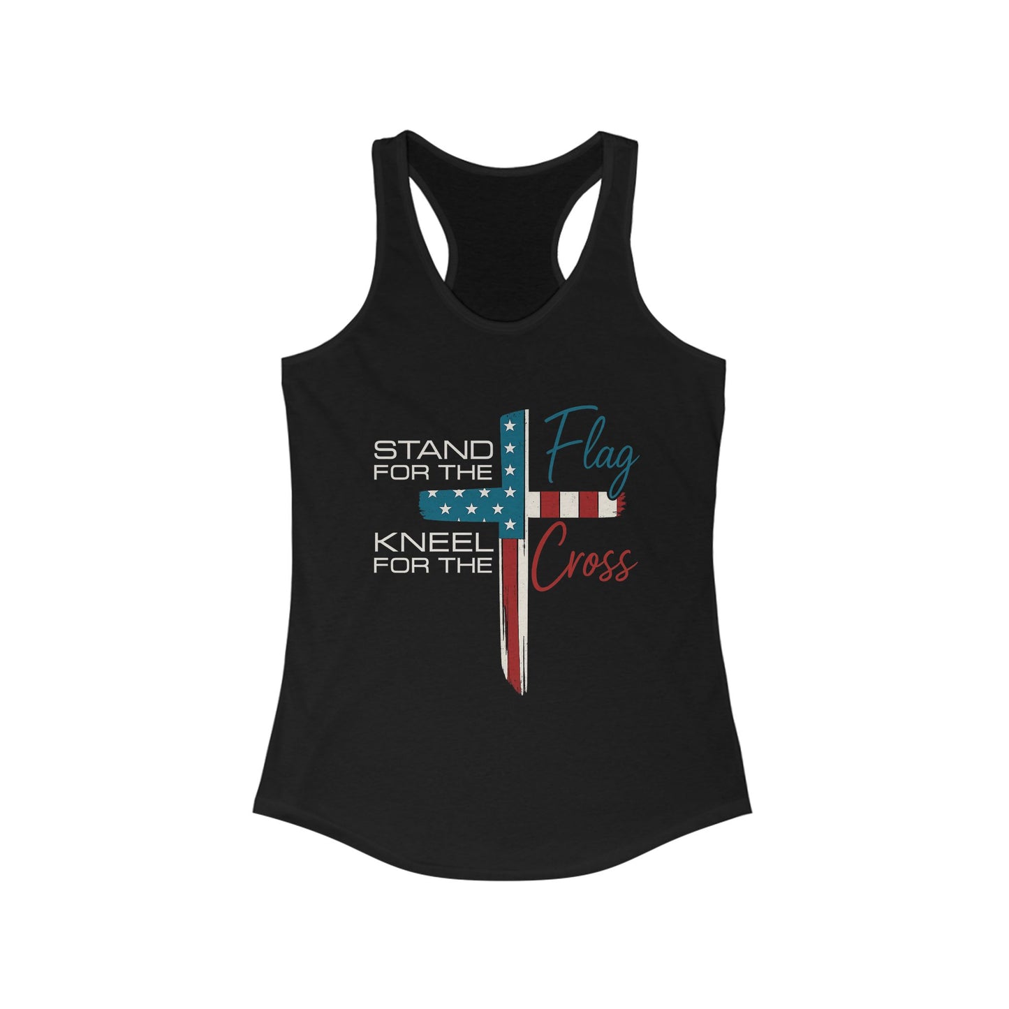Patriotic Women's Racerback Tank | Stand for the Flag & Cross | Perfect for Independence Day, Memorial Day, or Everyday Wear