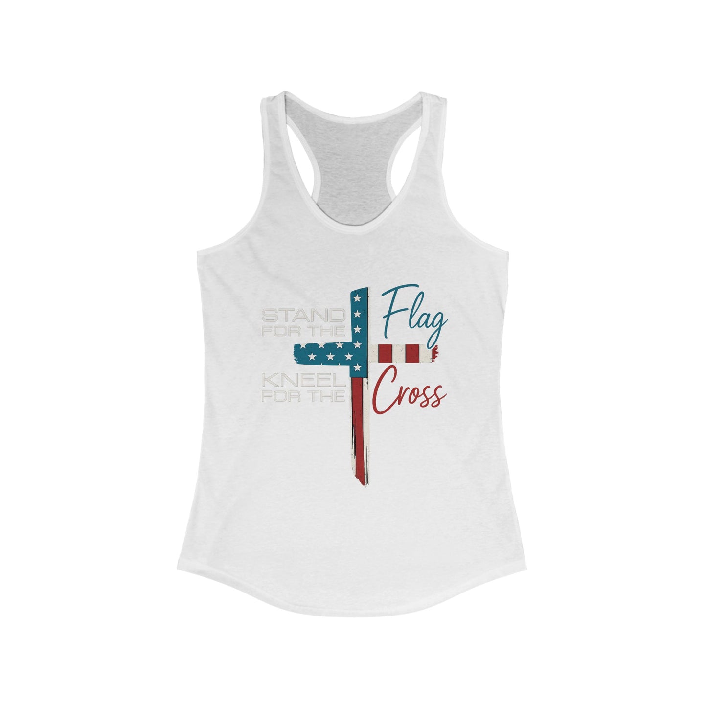 Patriotic Women's Racerback Tank | Stand for the Flag & Cross | Perfect for Independence Day, Memorial Day, or Everyday Wear