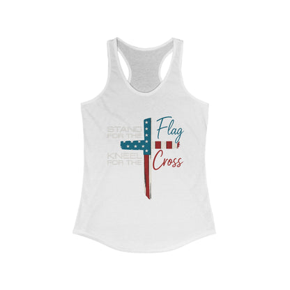 Patriotic Women's Racerback Tank | Stand for the Flag & Cross | Perfect for Independence Day, Memorial Day, or Everyday Wear