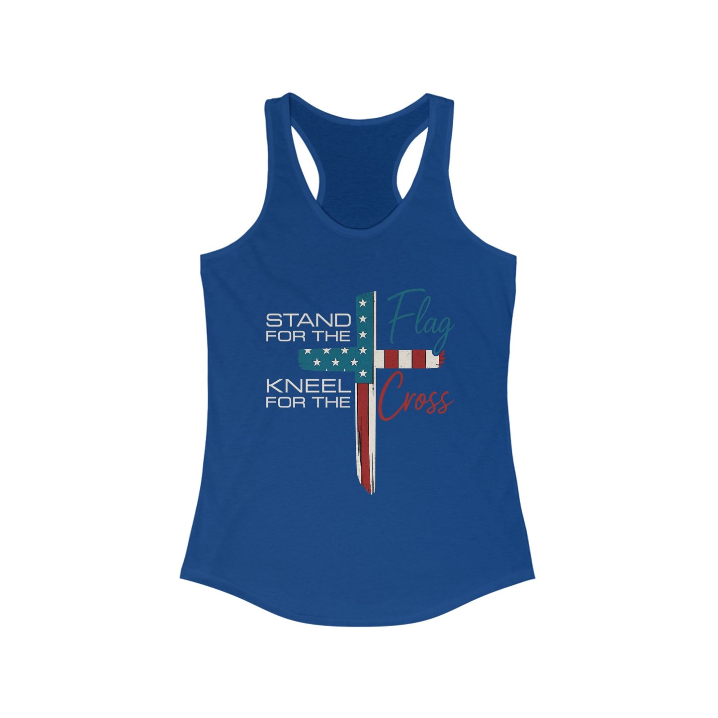 Patriotic Women's Racerback Tank | Stand for the Flag & Cross | Perfect for Independence Day, Memorial Day, or Everyday Wear