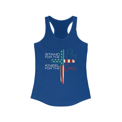 Patriotic Women's Racerback Tank | Stand for the Flag & Cross | Perfect for Independence Day, Memorial Day, or Everyday Wear