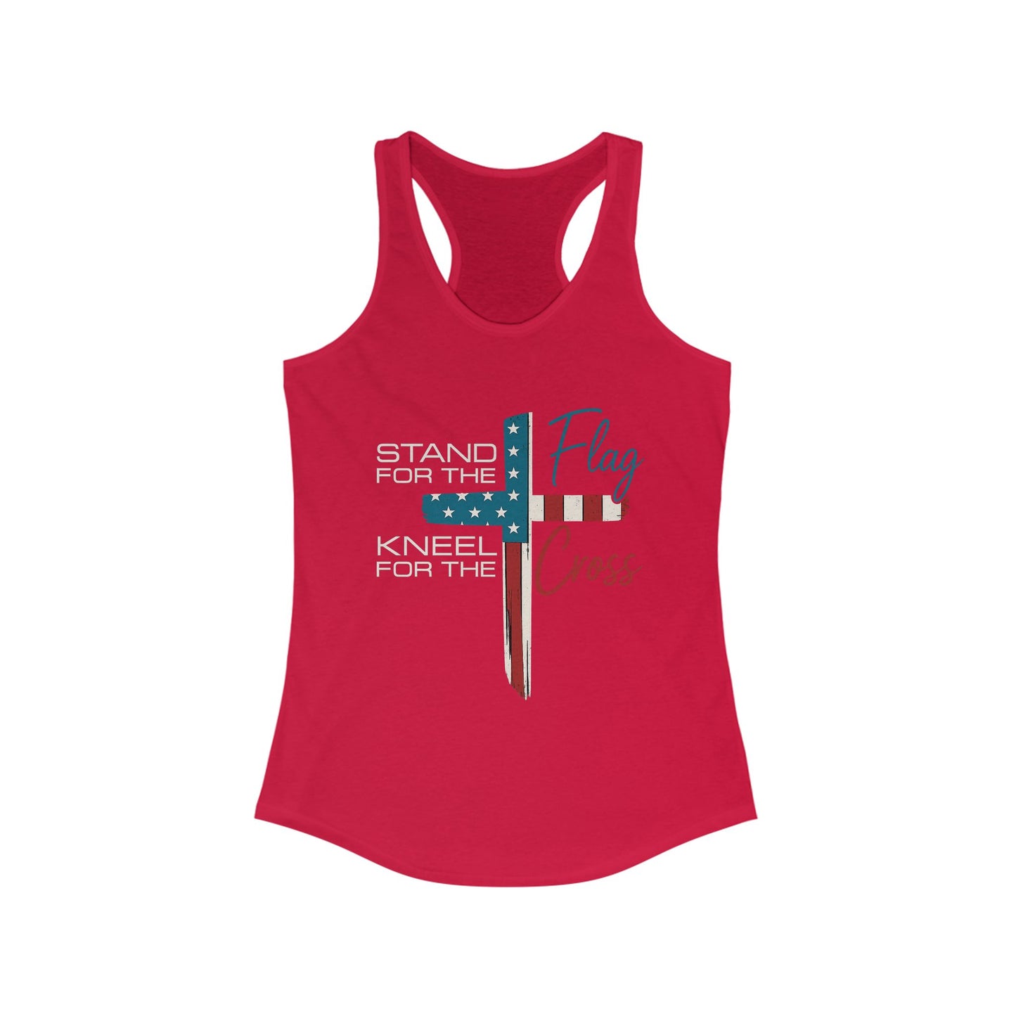 Patriotic Women's Racerback Tank | Stand for the Flag & Cross | Perfect for Independence Day, Memorial Day, or Everyday Wear