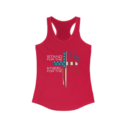 Patriotic Women's Racerback Tank | Stand for the Flag & Cross | Perfect for Independence Day, Memorial Day, or Everyday Wear