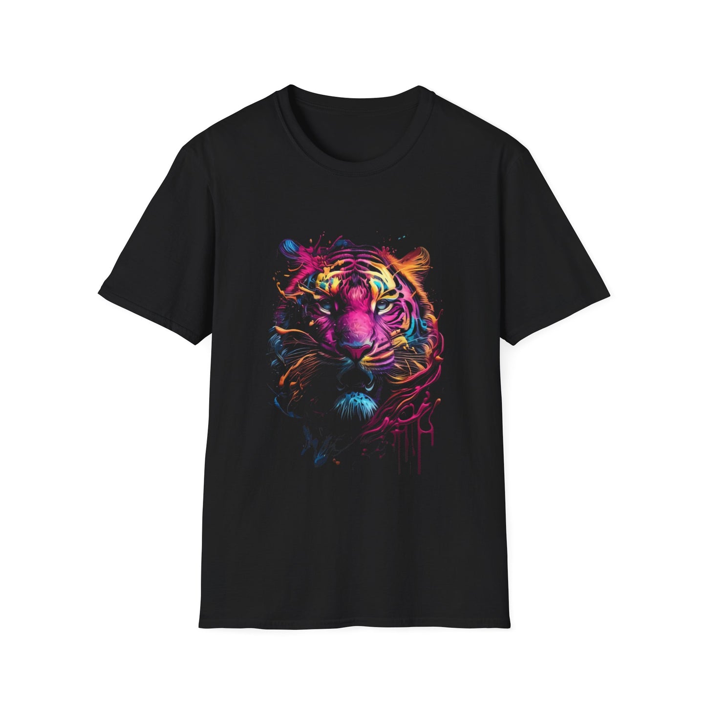 Colorful Tiger Graphic T-Shirt, Unisex Softstyle Tee, Animal Lover Gift, Nature Lover Apparel, Eco-Friendly Fashion, Summer Casual Wear